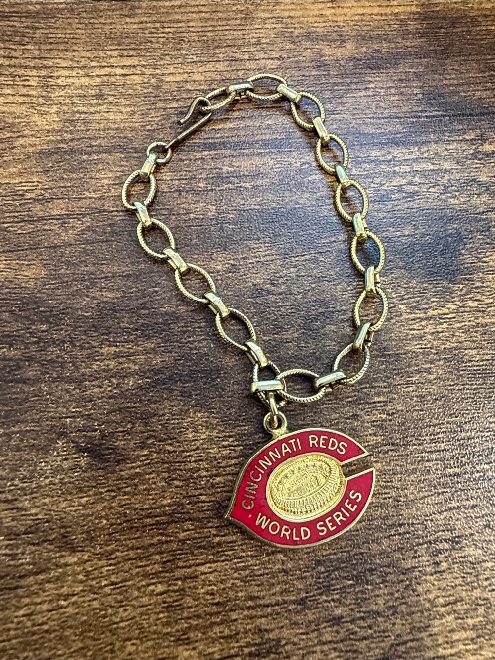 Vintage Vintage Red and Gold Cincinnati Reds World Series Charm Bracelet